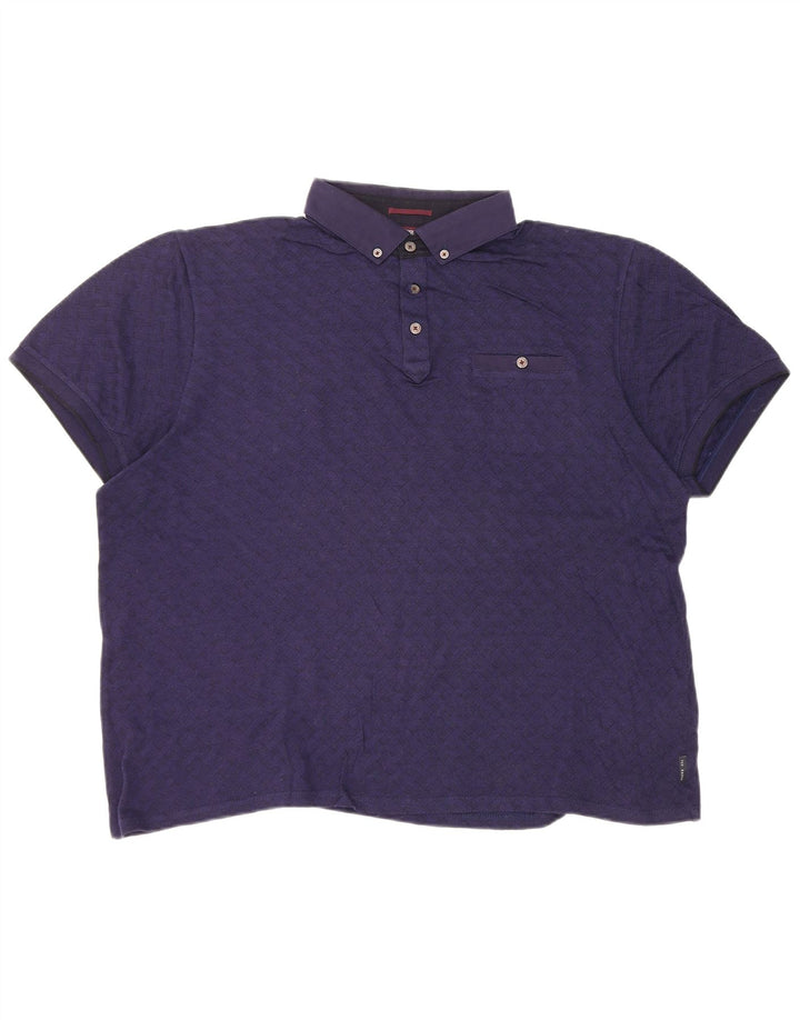 Ted Baker herre polo shirt str. 6 2XL marineblå ternet bomuld