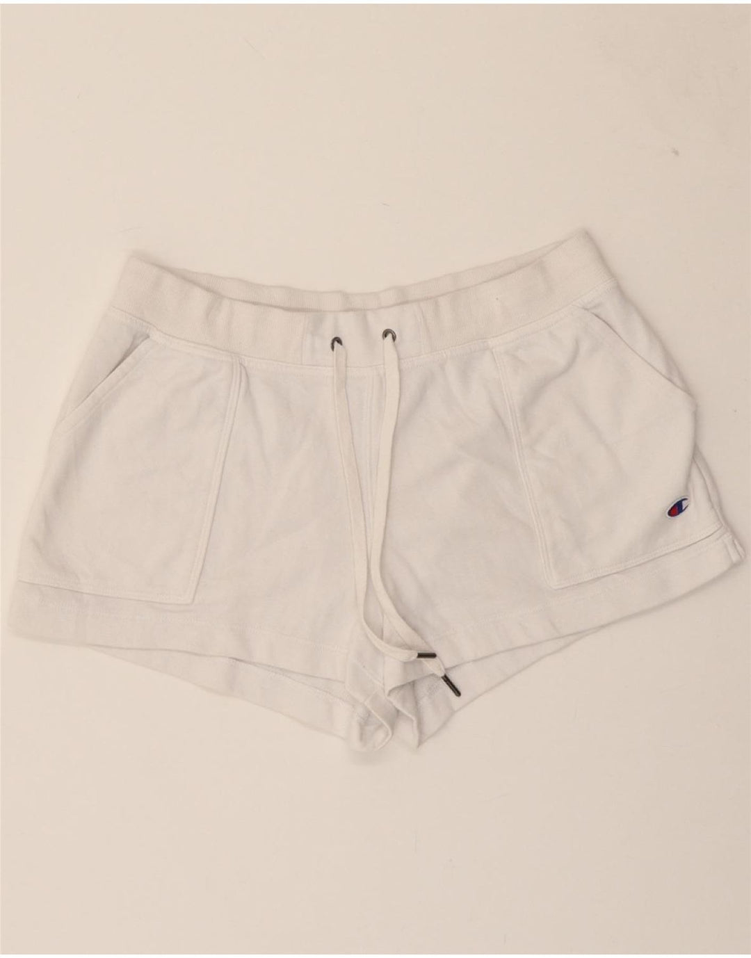 CHAMPION Womens Sport Shorts UK 14 Large White Cotton Vintage Champion and Second-Hand Champion from Messina Hembry 