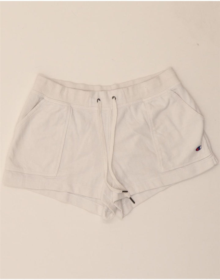 CHAMPION Womens Sport Shorts UK 14 Large White Cotton Vintage Champion and Second-Hand Champion from Messina Hembry 