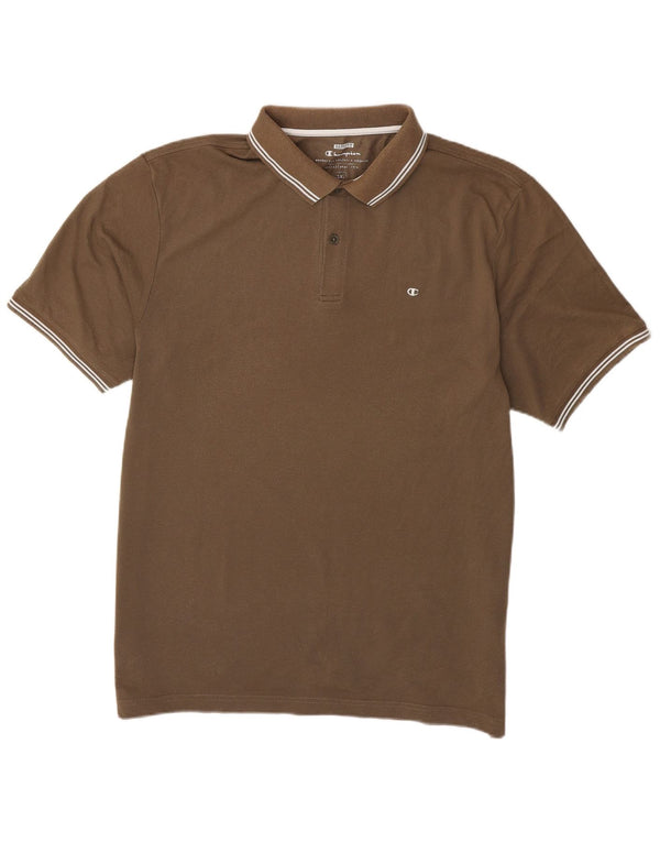Champion Herre Easy Fit Polo Shirt 3XL Brun Stribet Bomuld