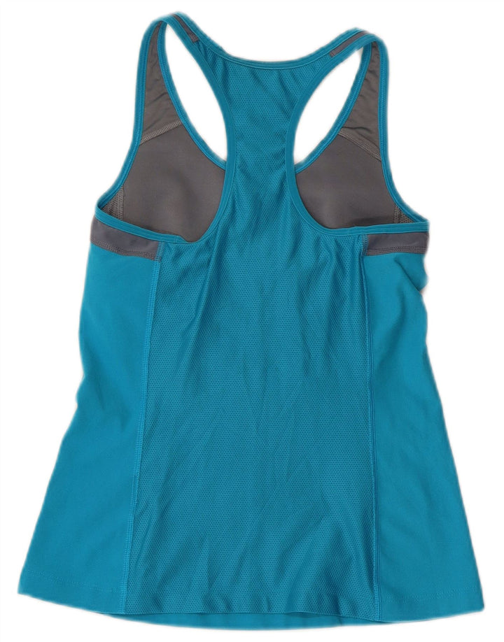 NIKE Dame Dri Fit Grafisk Vest Top UK 12 Medium Blue Colourblock