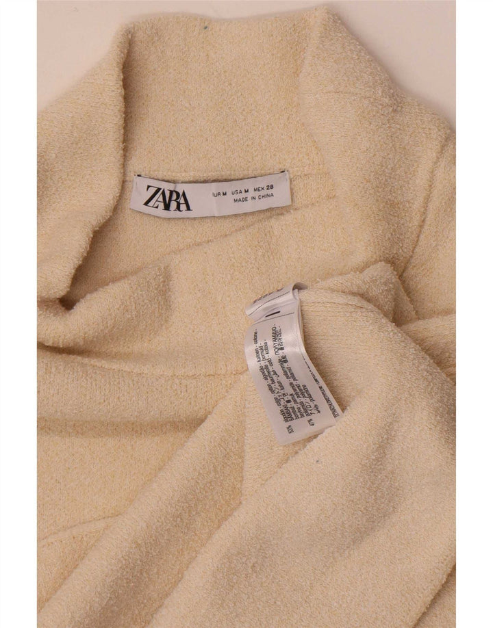 Zara Dame Oversized T-Shirt Top UK 14 Medium Off White Bomuld