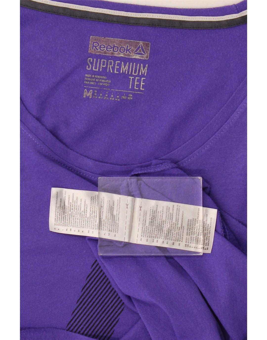 Reebok Dame T-Shirt Top UK 12 Medium Lilla Polyester