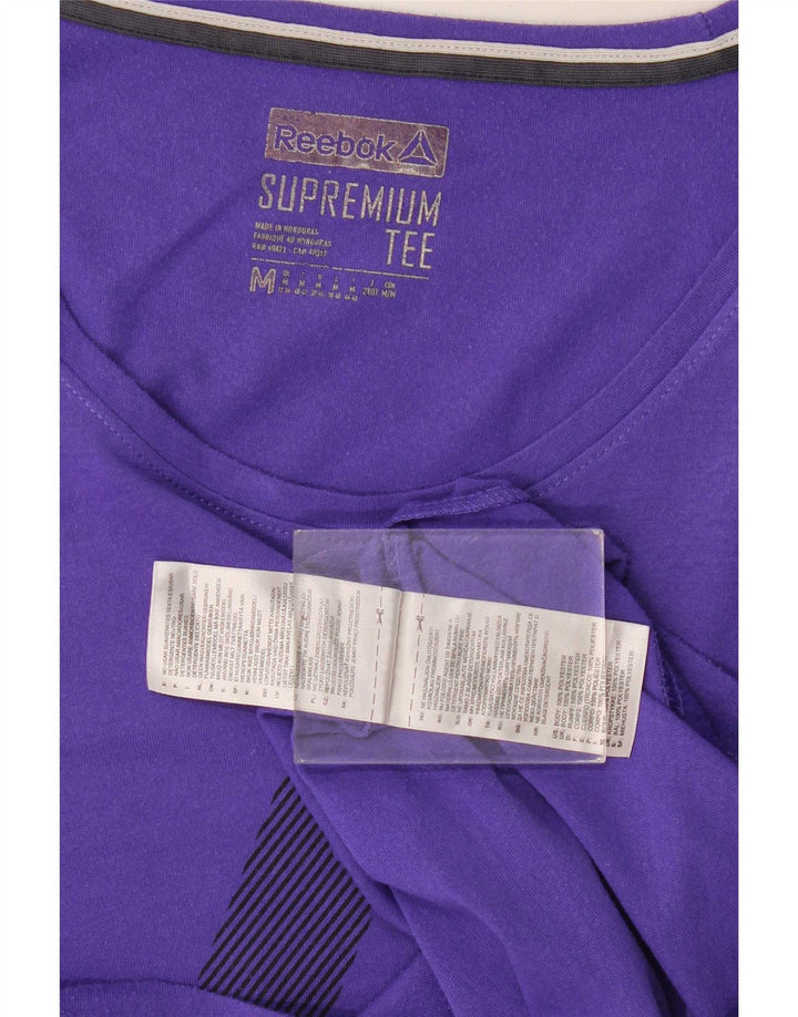 Reebok Dame T-Shirt Top UK 12 Medium Lilla Polyester