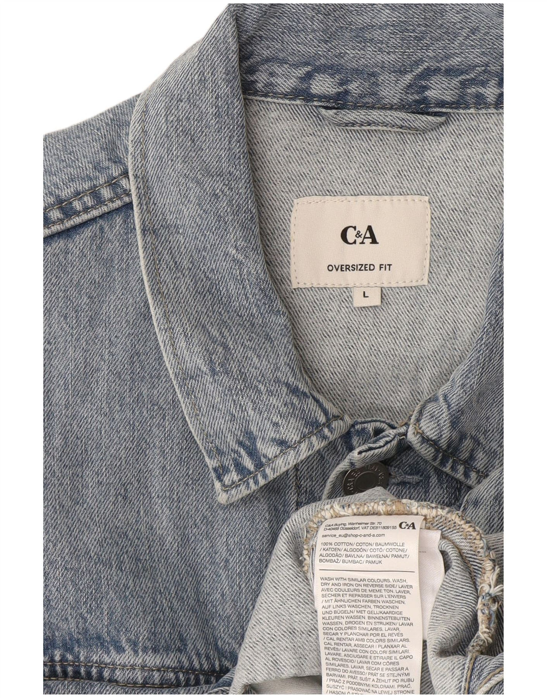 C&A Herre Oversized denimjakke UK 40 Large Blue Cotton