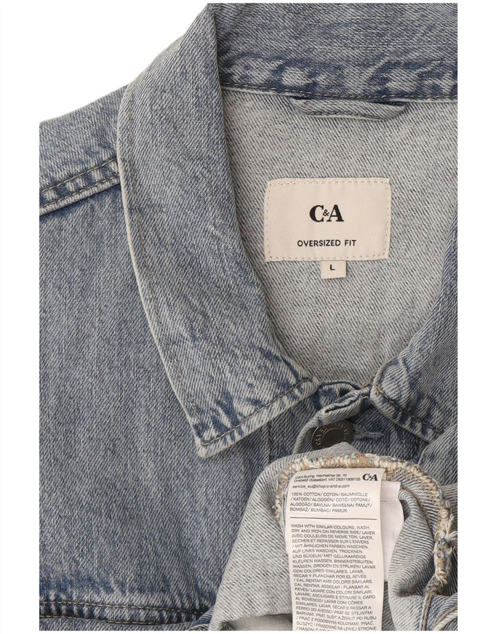 C&A Herre Oversized denimjakke UK 40 Large Blue Cotton