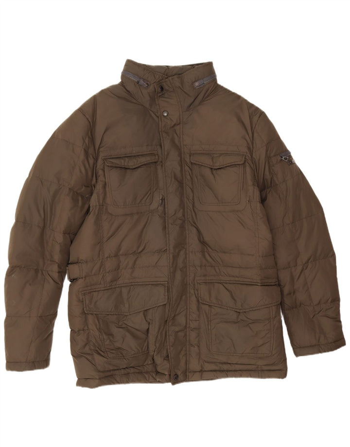 Geox Herre hættepolstret jakke UK 42 XL Khaki Polyamid