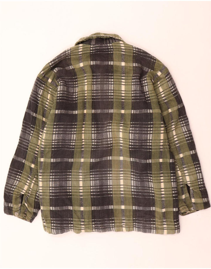 RIP CURL Herre Loose Fit Bomber Jacket UK 36 Lille grøn ternet bomuld