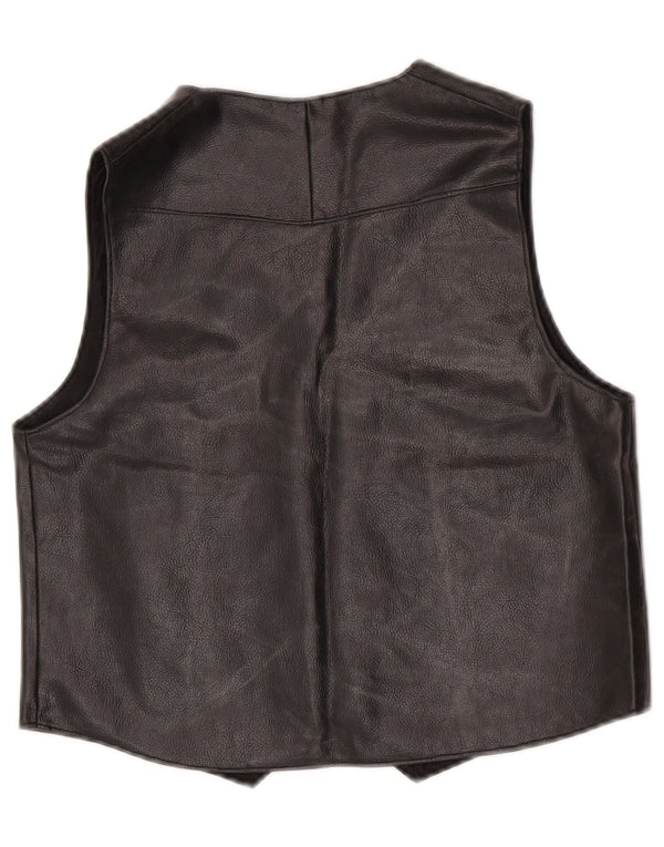 Vintage lædervest til kvinder UK 14 Medium Black