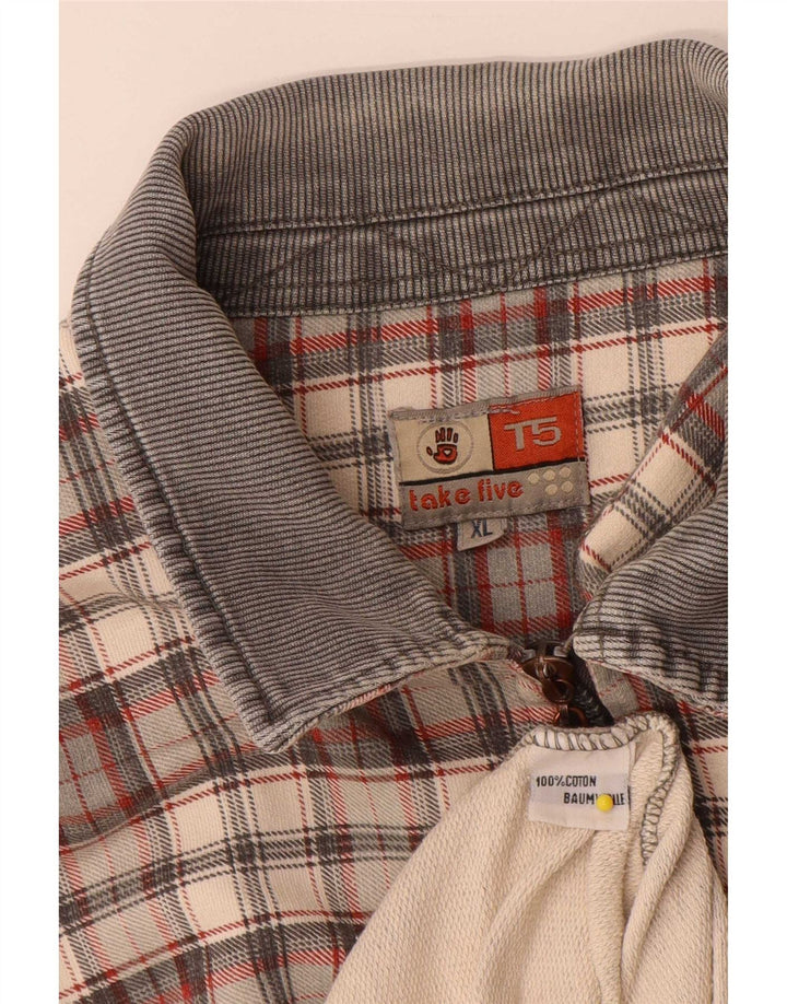 Take Five Herre langærmet poloshirt XL flerfarvet ternet bomuld