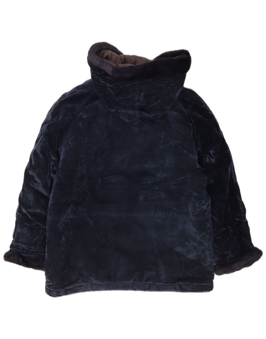 Vintage vindjakke med hætte til kvinder UK 14 Medium Navy Blue