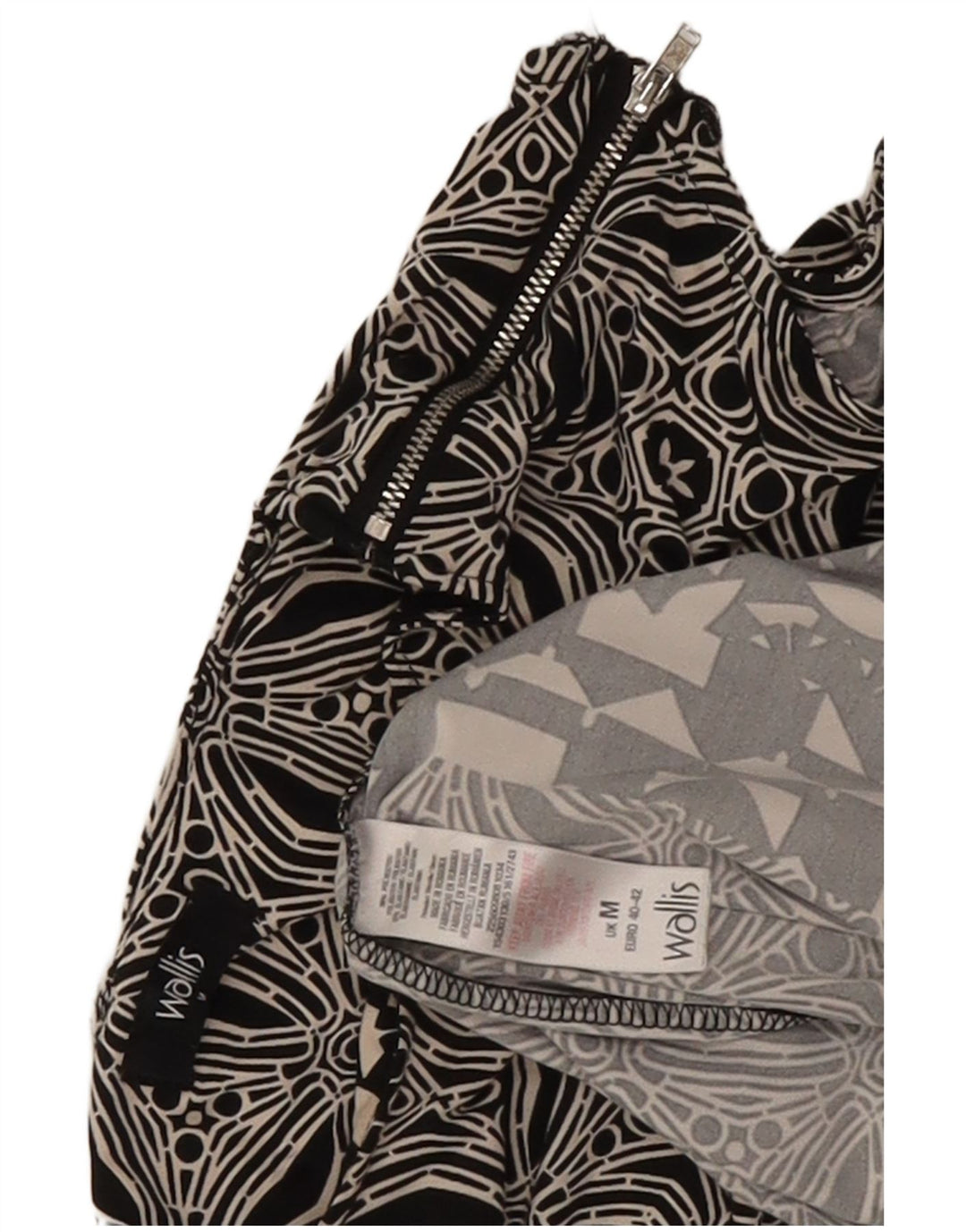 Wallis Dame Ærmeløs Skift Kjole UK 12 Medium Sort Geometrisk Polyester