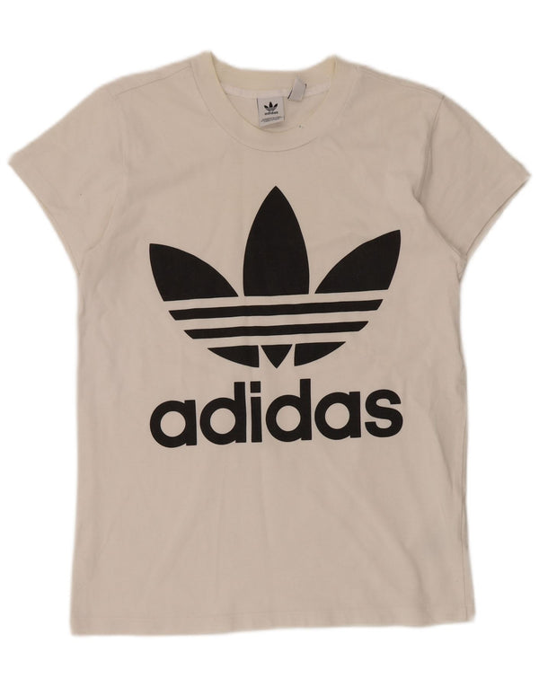ADIDAS Oversized grafisk T-shirt top til kvinder DK 2 2XS hvid bomuld