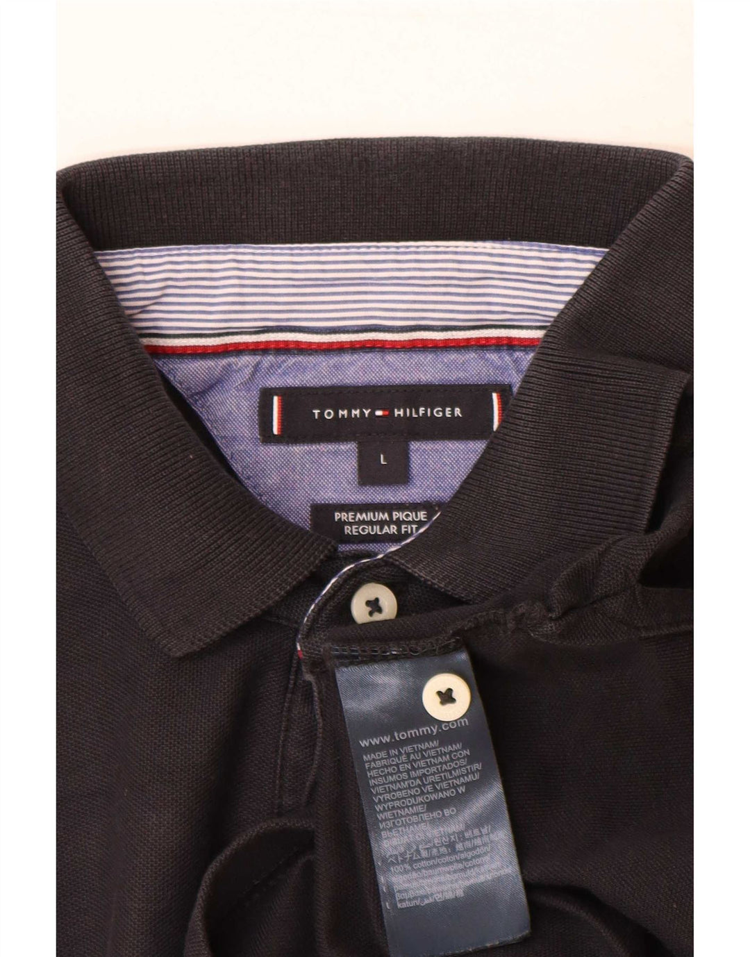 Tommy Hilfiger Herre Regular Fit Polo Shirt Stor sort bomuld