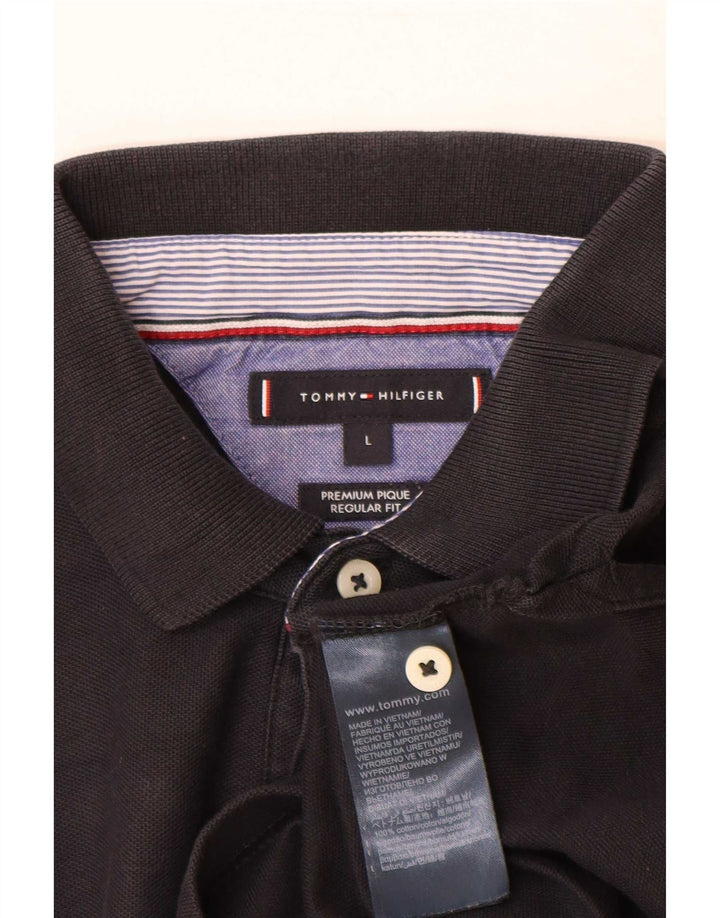 Tommy Hilfiger Herre Regular Fit Polo Shirt Stor sort bomuld