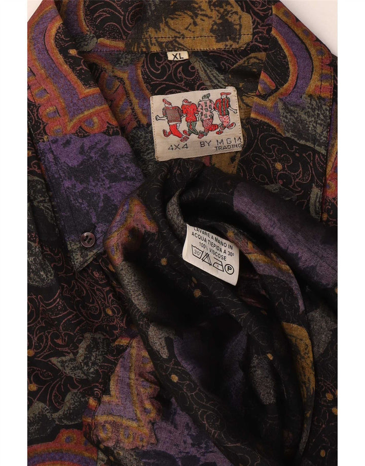 Vintage herreskjorte XL flerfarvet Paisley Viscose