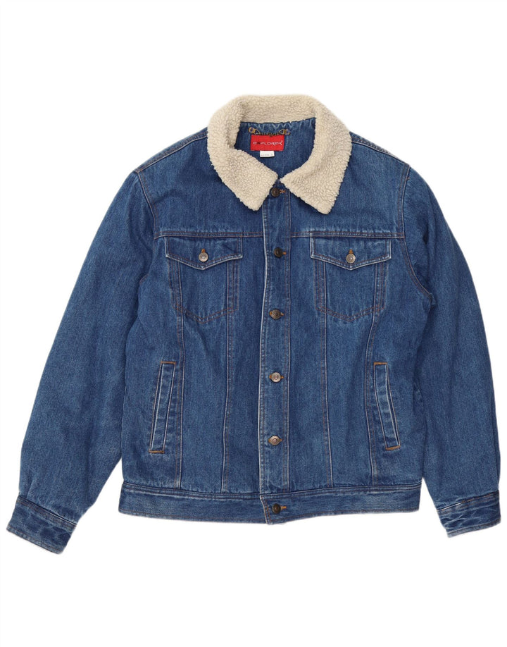EXPLORER Herre Denim Sherpa Jacket IT 52 XL Blå Bomuld