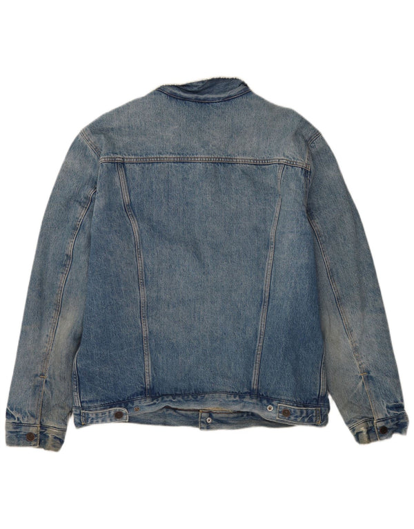 Levi's Herre Denim Sherpa Jacket UK 40 Large Blue Colourblock Bomuld