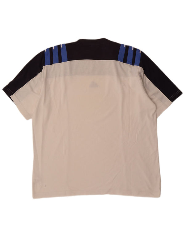 Adidas Mens T-Shirt Top UK 44/46 Large White Colourblock Cotton