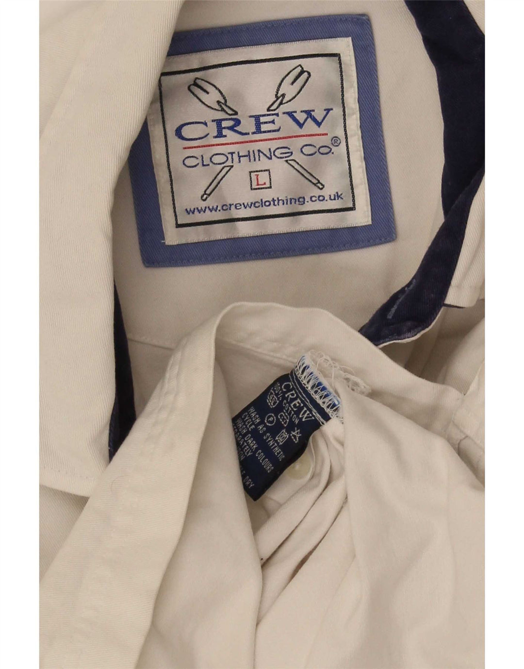 Crew Clothing Herre Pullover Shirt Stor hvid stribet bomuld