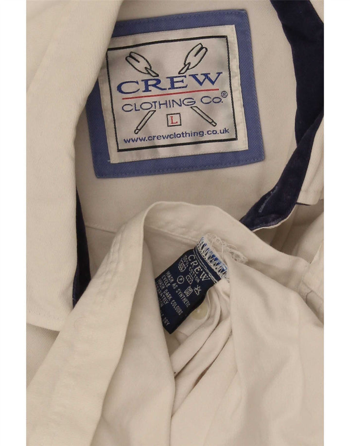 Crew Clothing Herre Pullover Shirt Stor hvid stribet bomuld