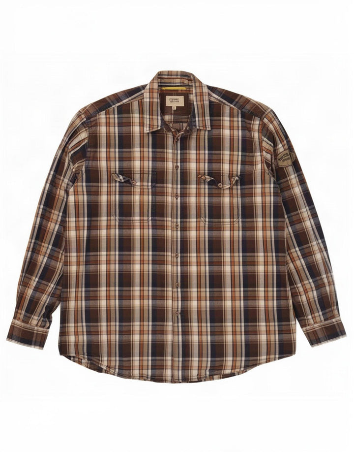 Camel Active herreskjorte 2XL brun ternet bomuld
