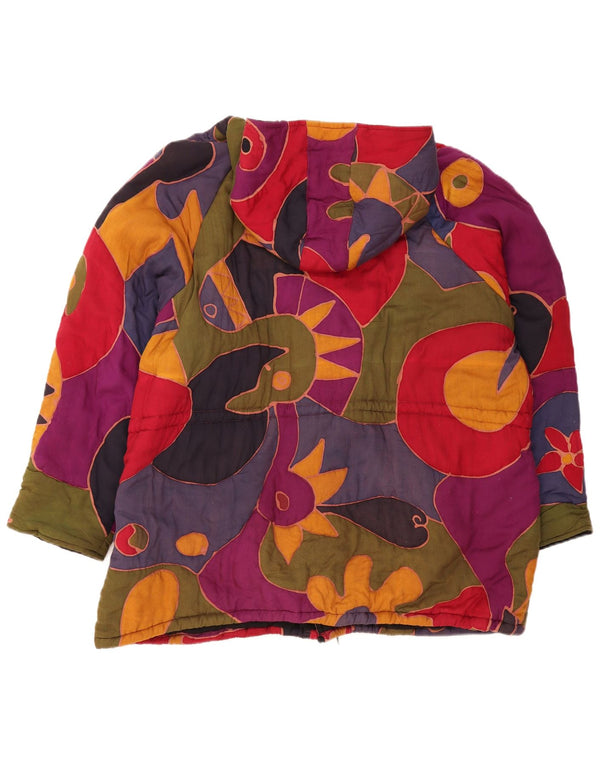 Vintage kvinders abstrakt mønster vindjakke UK 16 Large Multicolour