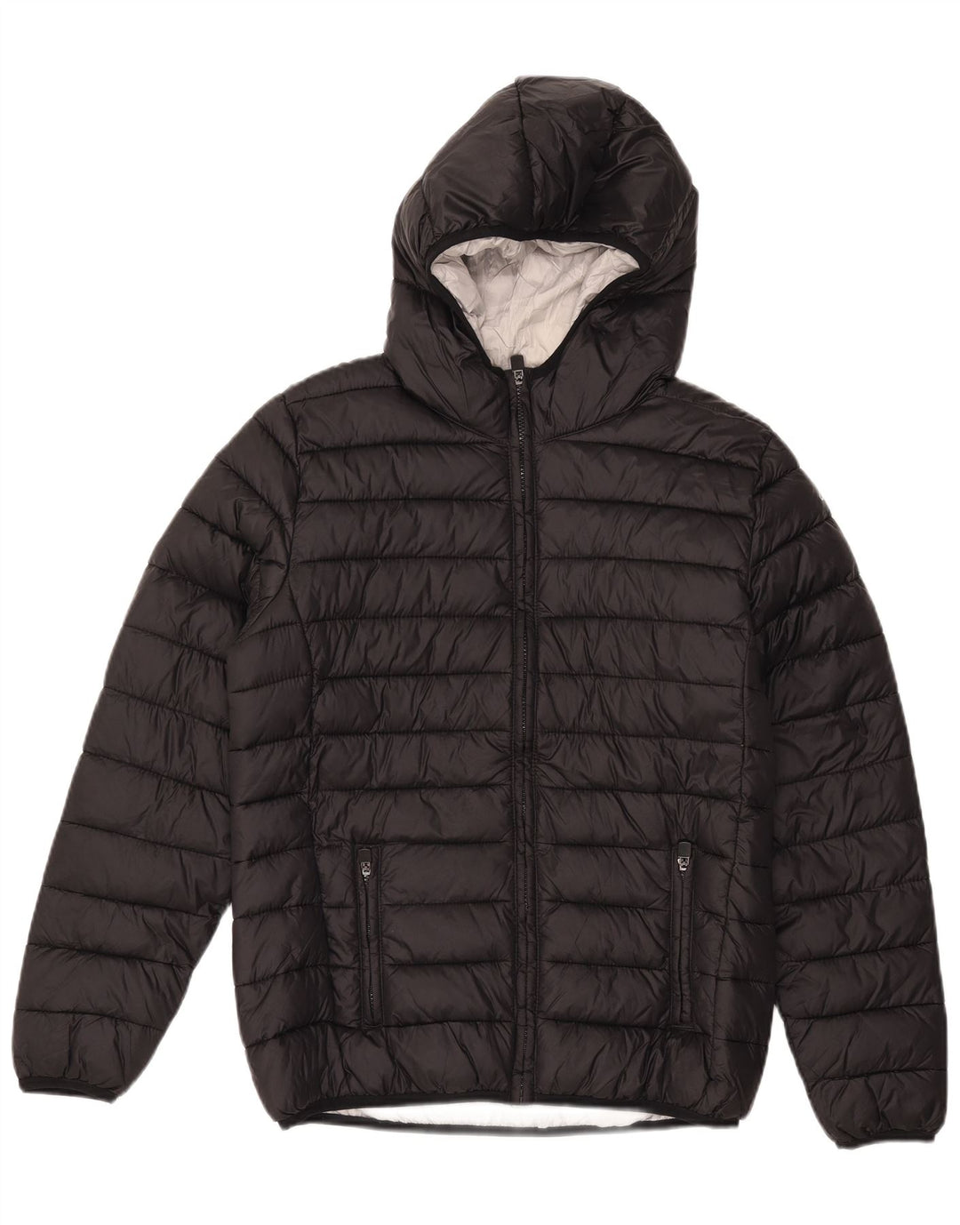 KAPPA Womens Hooded Padded Jacket UK 40 Large Black Nylon