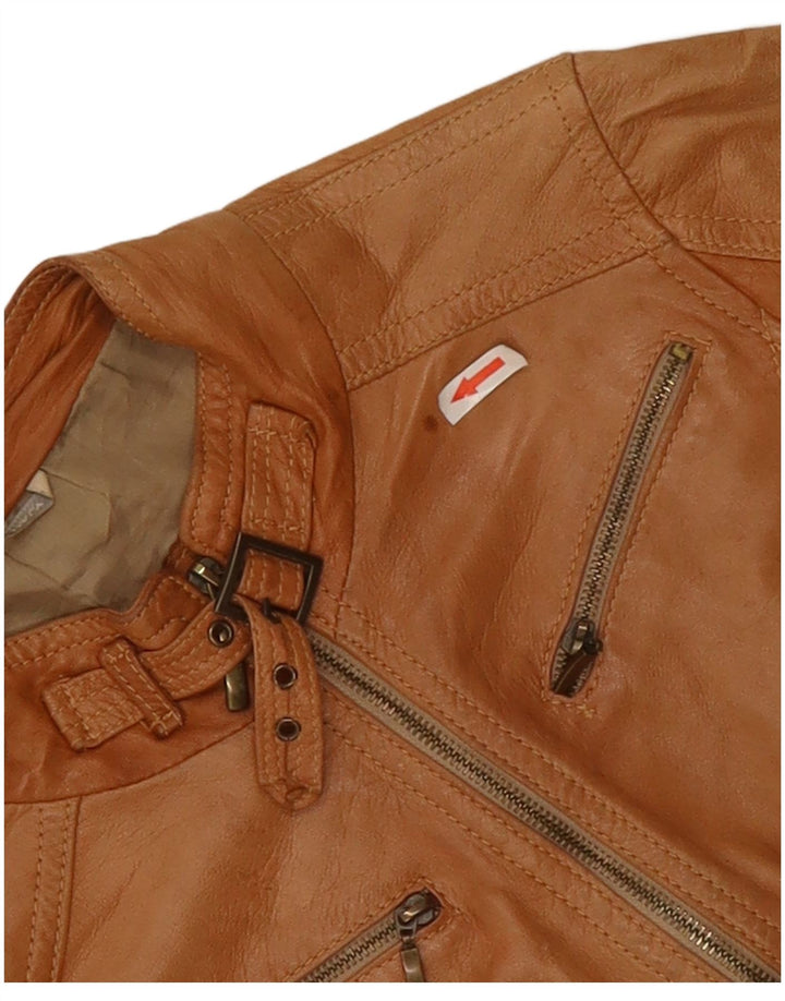 XETRA Biker-jakke i læder til kvinder UK 8 Small Beige