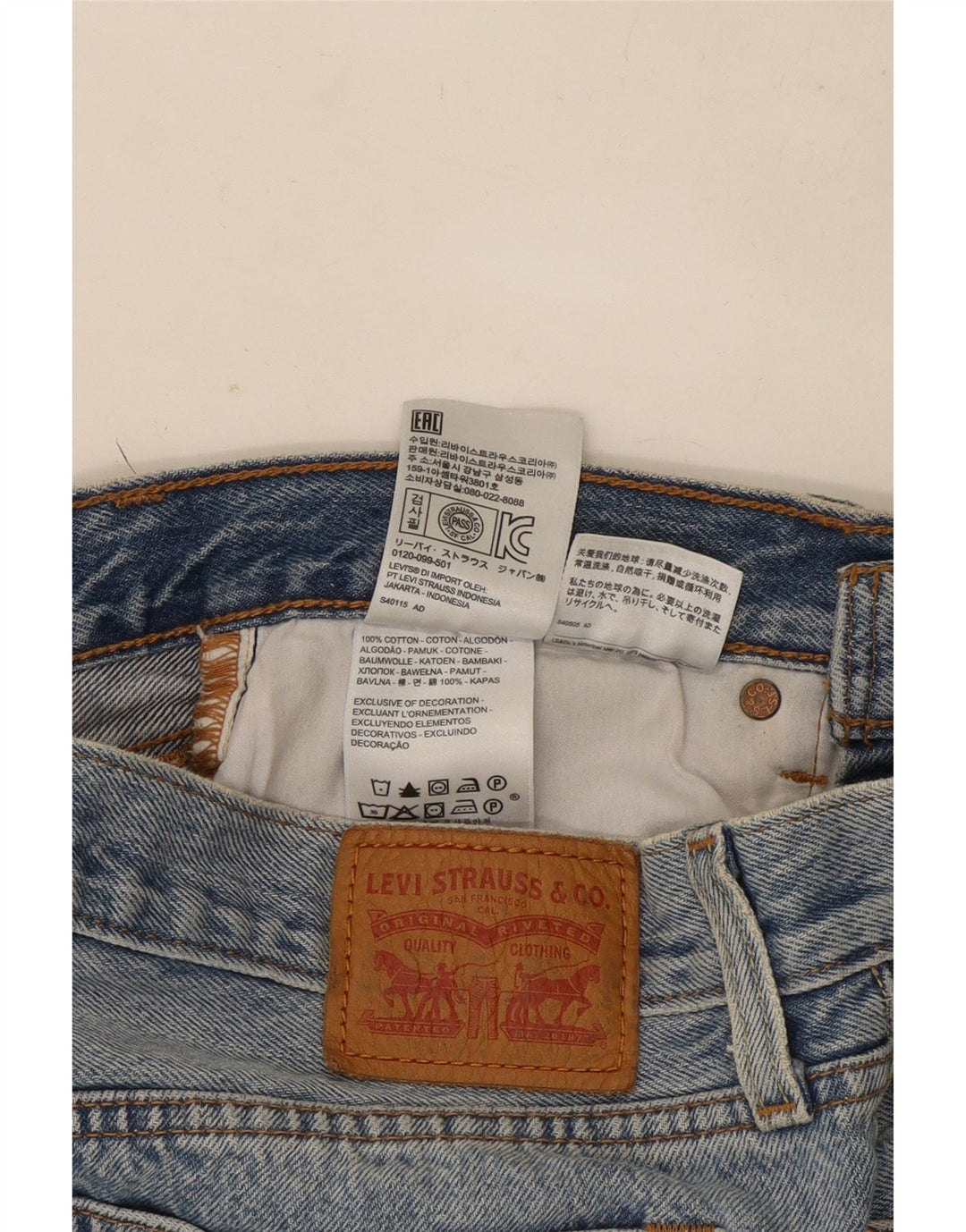 Levi's Dame nødlidende denimnederdel W28 Medium Blue Bomuld