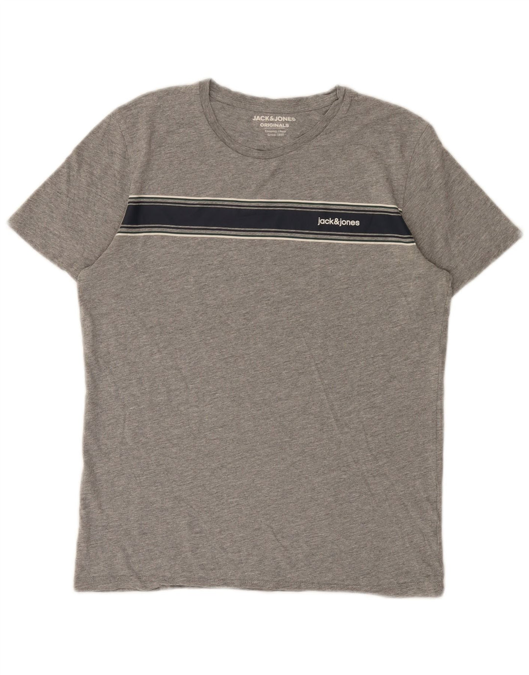 Jack & Jones Herre T-Shirt Top Lille Grå Colourblock