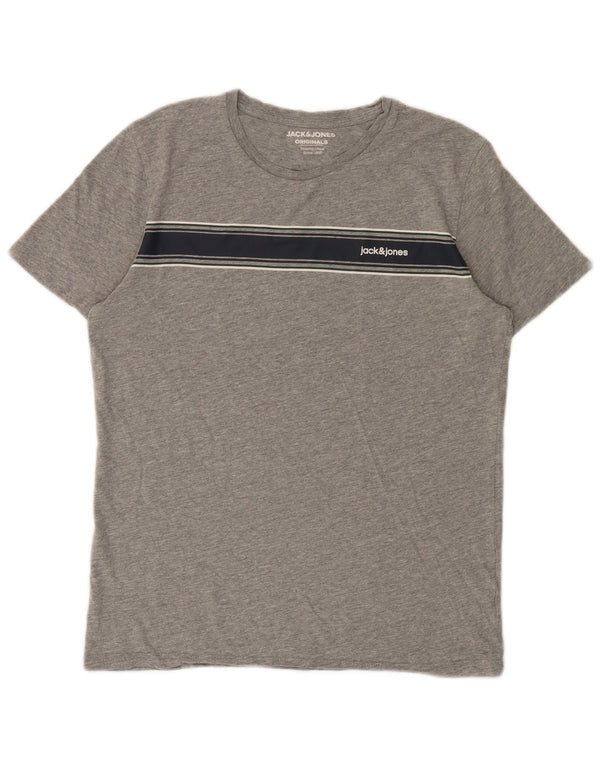 Jack & Jones Herre T-Shirt Top Lille Grå Colourblock