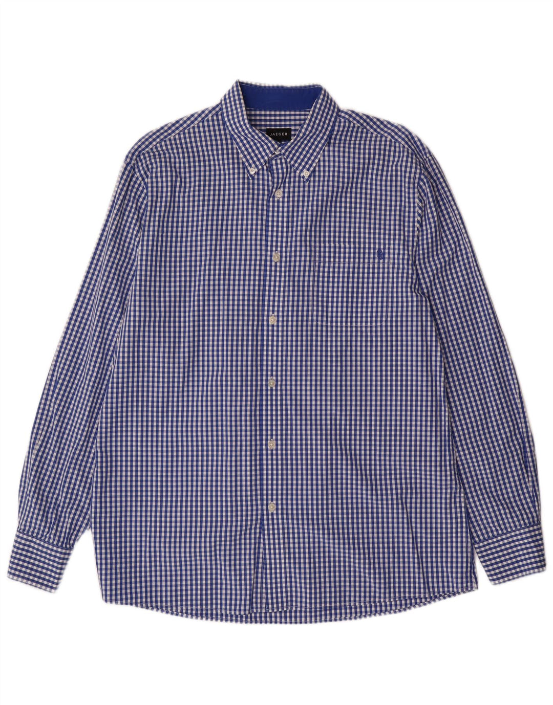 Jaeger herreskjorte stor blå Gingham bomuld