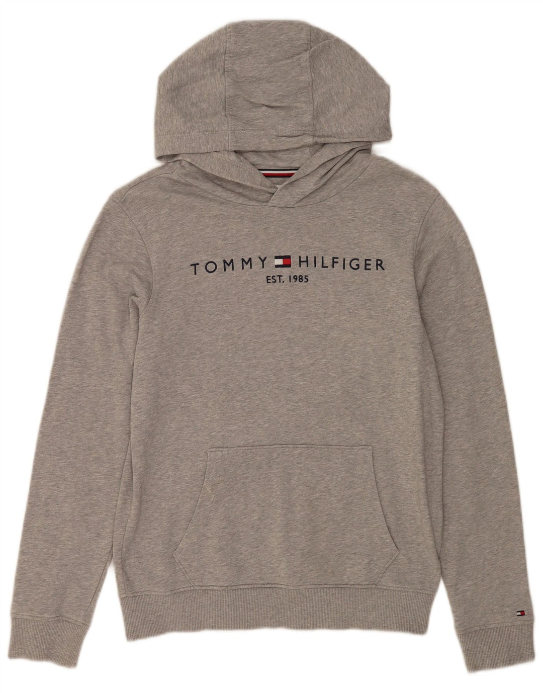 TOMMY HILFIGER Grafisk hættetrøje til piger 13-14 år Gråflettet bomuld