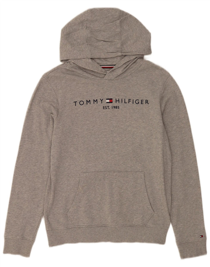 TOMMY HILFIGER Grafisk hættetrøje til piger 13-14 år Gråflettet bomuld