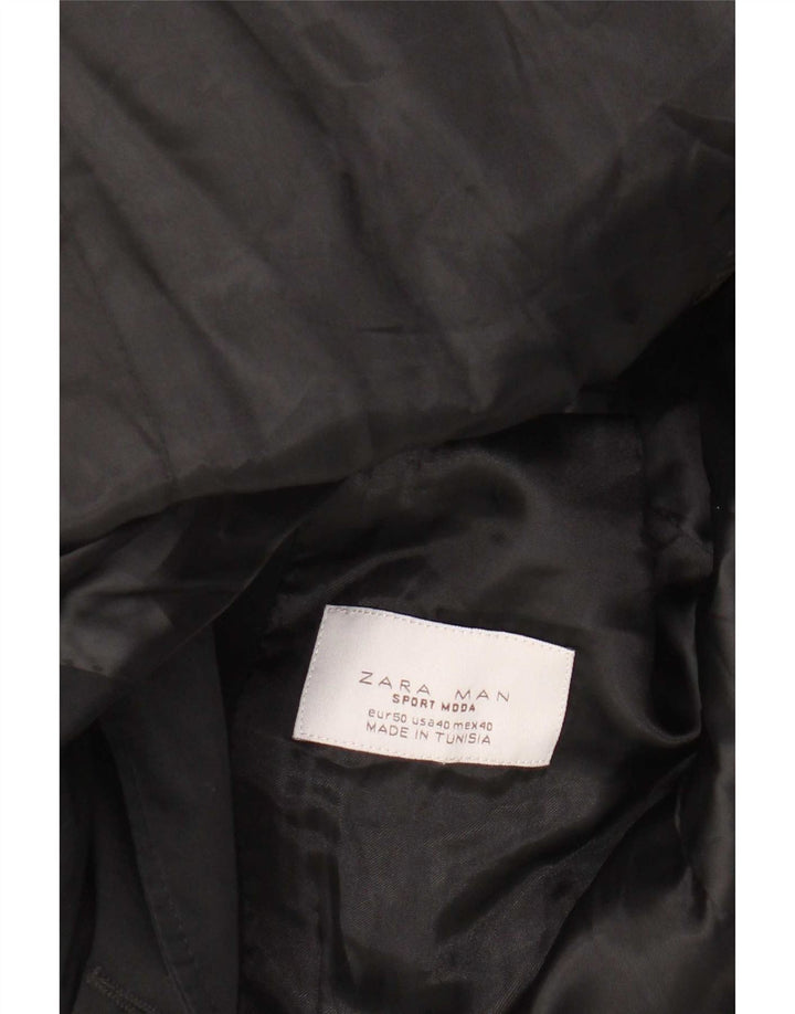 Zara Herre Dobbeltradet Blazerjakke EU 50 Medium Sort Bomuld