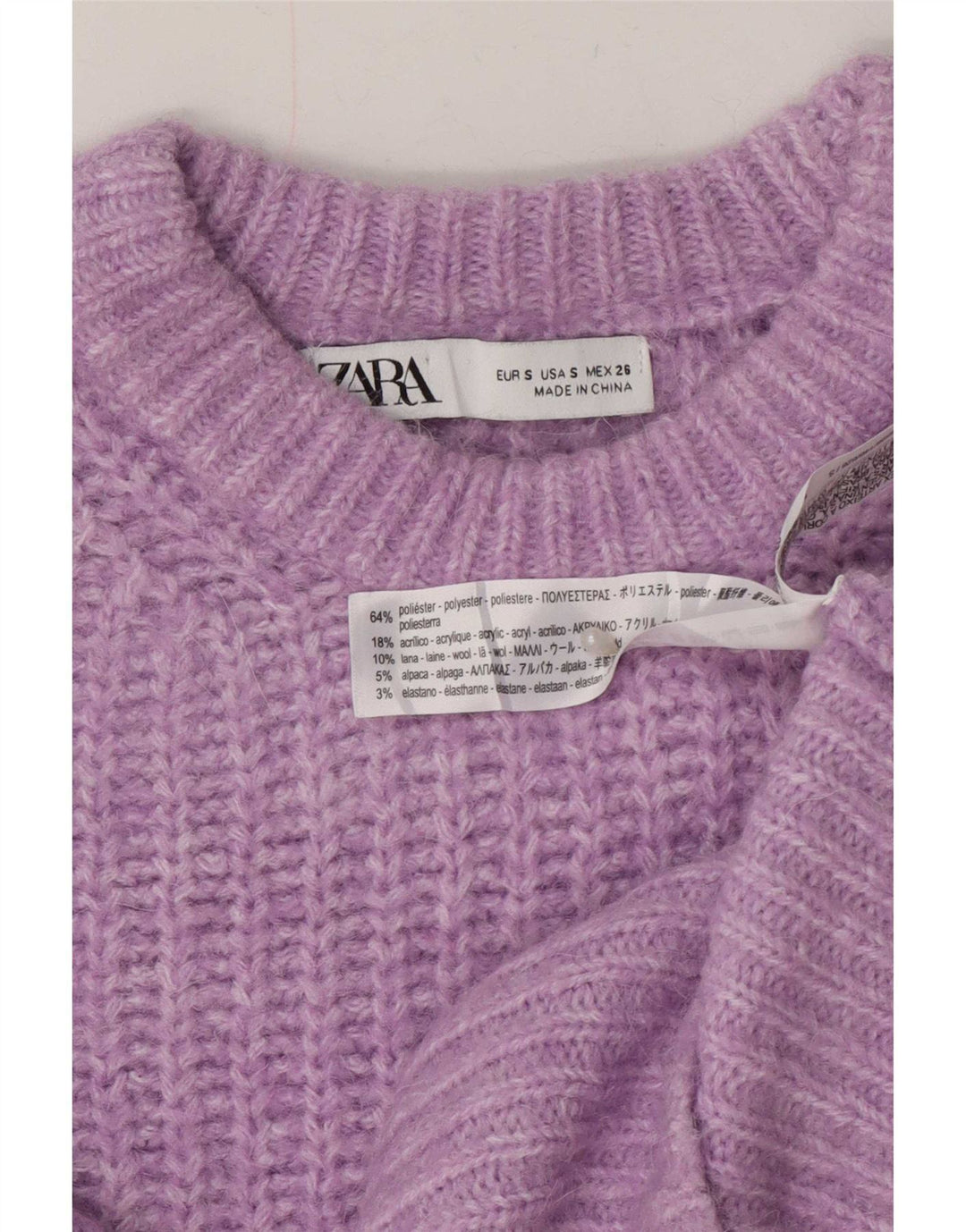 Zara Dame Boat Neck Jumper Sweater UK 10 Small Purple Polyester
