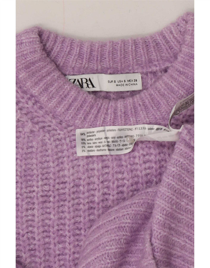 Zara Dame Boat Neck Jumper Sweater UK 10 Small Purple Polyester