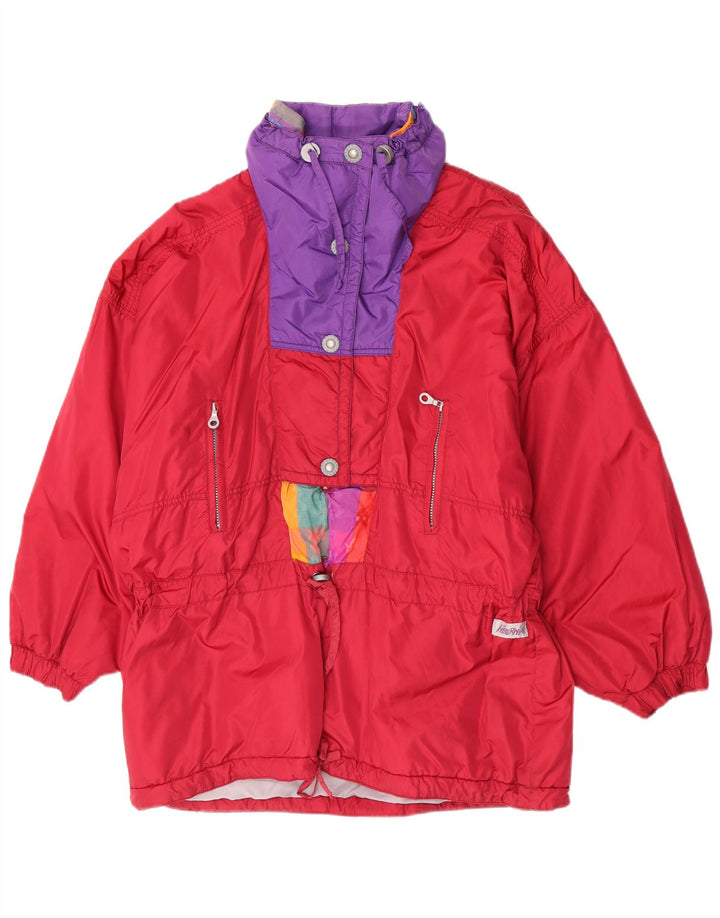 Vintage oversize skijakke til kvinder IT 44/46 Medium Rød Colourblock