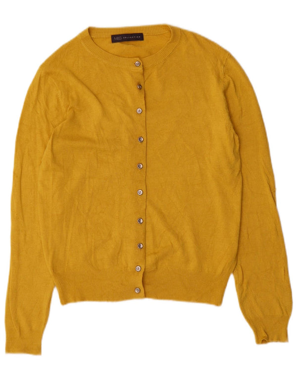 Marks & Spencer Dame Cardigan Sweater UK 8 Small Yellow Viscose