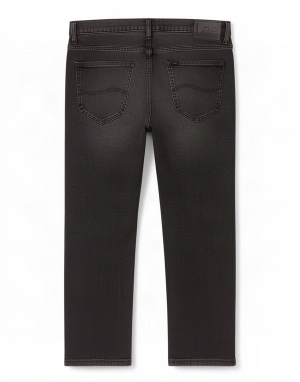 Lee Mens Daren Zip Fly Cropped Straight Jeans W33 L25 Sort Bomuld