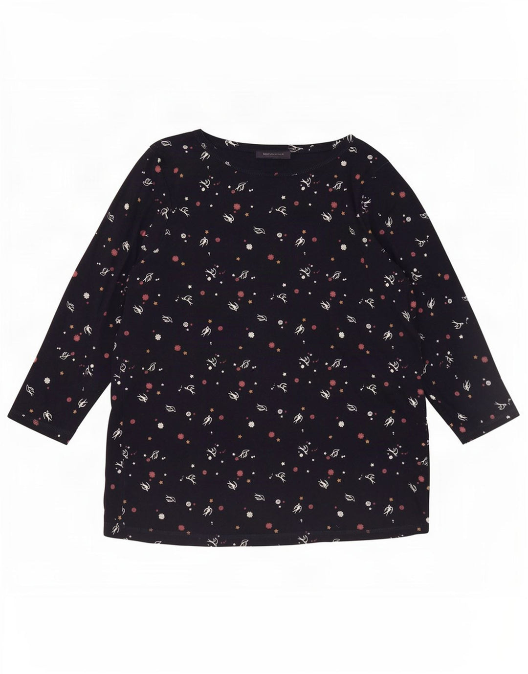 Marks & Spencer kvinders abstrakt mønster top 3/4 ærmer UK 20 2XL marineblå