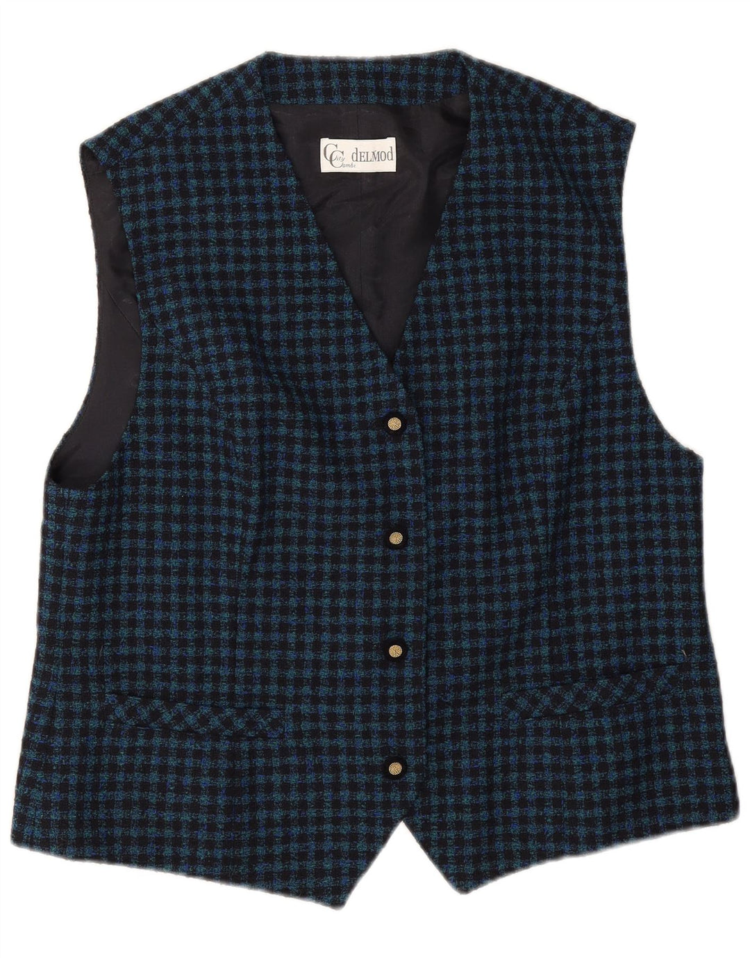 Delmod Damevest EU 44 XL Navy Blue Gingham New Wool