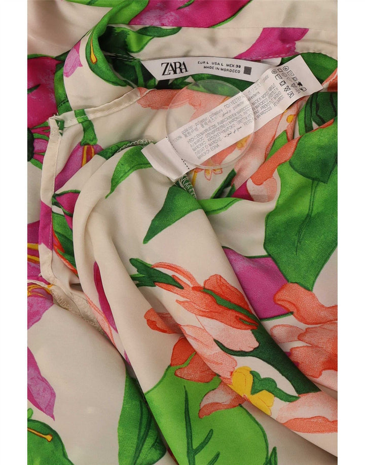 Zara Dame Oversized Shirt Bluse UK 16 Large Multicolored Floral