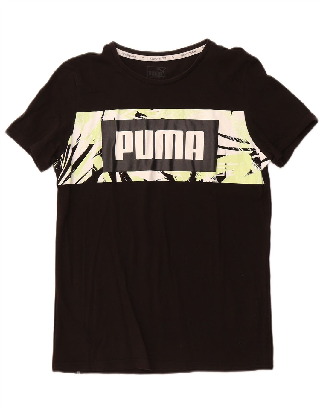 PUMA drenge grafisk t-shirt top 13-14 år sort bomuld