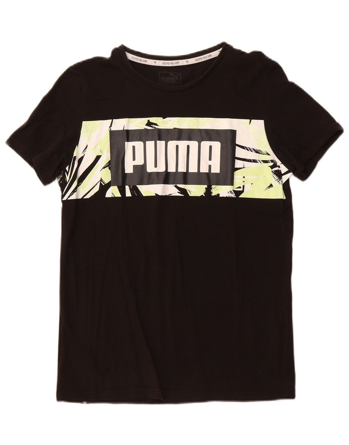 PUMA drenge grafisk t-shirt top 13-14 år sort bomuld