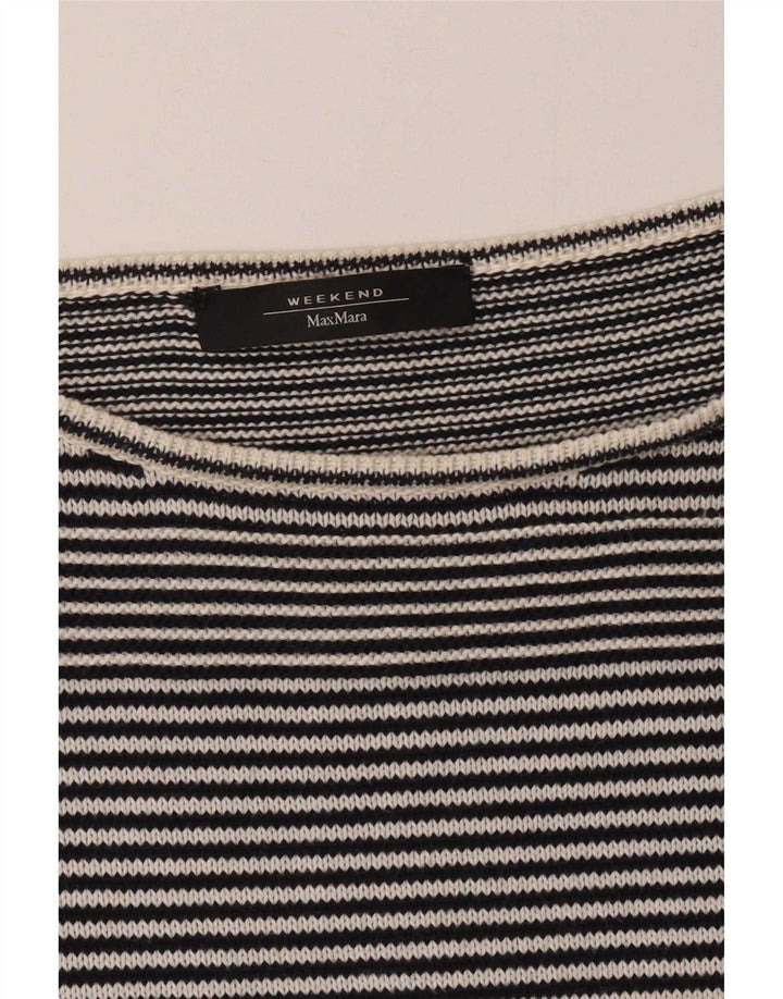 Max Mara Dame Weekend Top Langærmet UK 16 Stor Sort Nålestribe