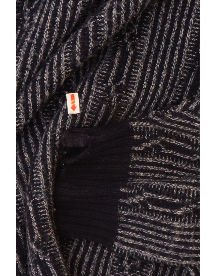 C & A Herre Boat Neck Jumper Sweater Large Navy Blue Fair Isle Polyacrylic