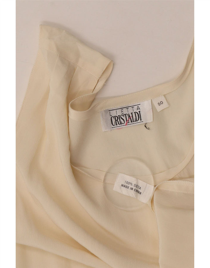 Cristaldi Dame ærmeløs bluse Top IT 50 XL Beige Silke