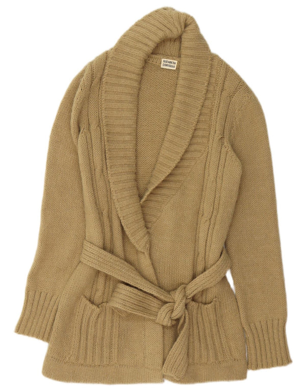 VINTAGE Dame Longline Cardigan Sweater UK 14 Medium Beige